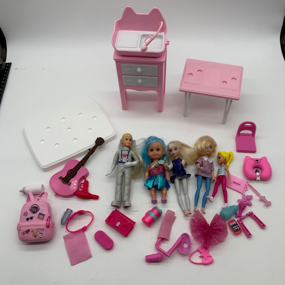 Mattel Barbie Chelsea Doll mixed brand Lot Dolls Furniture Accessories toy lot.